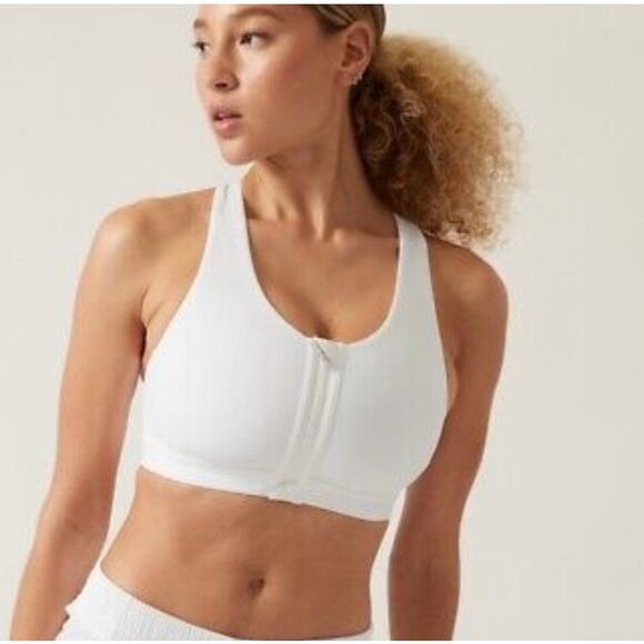 Athleta White Zip Front Sports bra - Picture 1 of 3